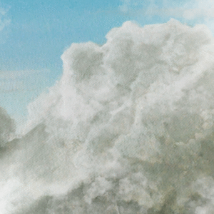 Bild von dicken Wolken vor blauem Himmel, Sonneneinstrahlung