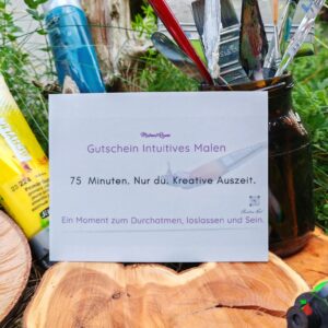 Geschenkgutschein für intuitives Malen oder Specksteinarbeit im mutmalRaum